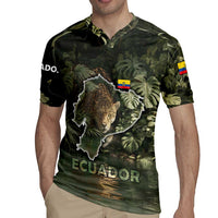 Ecuador Rugby Jersey with Jaguar Rainforest Map Design - Wonder Print Shop