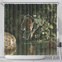 Ecuador Shower Curtain with Jaguar Rainforest Map Design - Wonder Print Shop