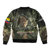 Ecuador Sleeve Zip Bomber Jacket with Jaguar Rainforest Map Design - Wonder Print Shop