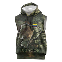 Ecuador Sleeveless Hoodie with Jaguar Rainforest Map Design - Wonder Print Shop