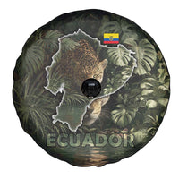 Ecuador Spare Tire Cover with Jaguar Rainforest Map Design - Wonder Print Shop