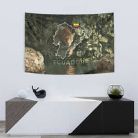Ecuador Tapestry with Jaguar Rainforest Map Design - Wonder Print Shop