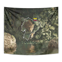 Ecuador Tapestry with Jaguar Rainforest Map Design - Wonder Print Shop