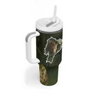 Ecuador Tumbler With Handle with Jaguar Rainforest Map Design - Wonder Print Shop