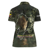 Ecuador Women Polo Shirt with Jaguar Rainforest Map Design - Wonder Print Shop
