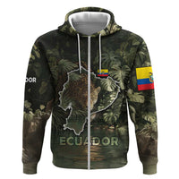 Ecuador Zip Hoodie with Jaguar Rainforest Map Design - Wonder Print Shop