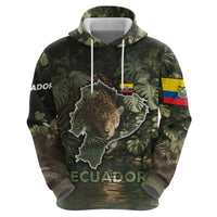 Ecuador Zip Hoodie with Jaguar Rainforest Map Design - Wonder Print Shop