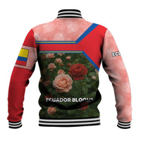 Ecuador Baseball Jacket with Rose Garden and Floral Texture Design - Wonder Print Shop