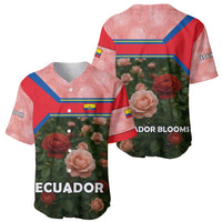 Ecuador Baseball Jersey with Rose Garden and Floral Texture Design - Wonder Print Shop