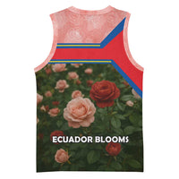 Ecuador Basketball Jersey with Rose Garden and Floral Texture Design - Wonder Print Shop