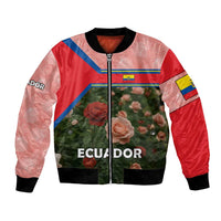 Ecuador Bomber Jacket with Rose Garden and Floral Texture Design - Wonder Print Shop