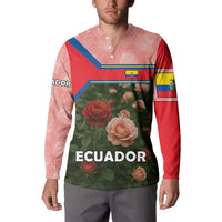 Ecuador Button Sweatshirt with Rose Garden and Floral Texture Design - Wonder Print Shop