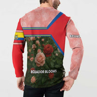 Ecuador Button Sweatshirt with Rose Garden and Floral Texture Design - Wonder Print Shop