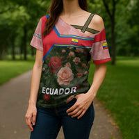 Ecuador Cross Shoulder Shirt with Rose Garden and Floral Texture Design - Wonder Print Shop