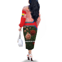 Ecuador Family Matching Off The Shoulder Long Sleeve Dress and Hawaiian Shirt with Rose Garden and Floral Texture Design - Wonder Print Shop