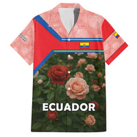 Ecuador Family Matching Off Shoulder Short Dress and Hawaiian Shirt with Rose Garden and Floral Texture Design - Wonder Print Shop