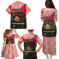 Ecuador Family Matching Puletasi and Hawaiian Shirt with Rose Garden and Floral Texture Design - Wonder Print Shop