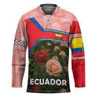 Ecuador Hockey Jersey with Rose Garden and Floral Texture Design - Wonder Print Shop