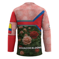 Ecuador Hockey Jersey with Rose Garden and Floral Texture Design - Wonder Print Shop