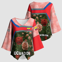 Ecuador Kimono Sleeve Blouse with Rose Garden and Floral Texture Design - Wonder Print Shop
