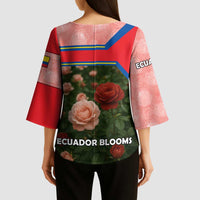 Ecuador Kimono Sleeve Blouse with Rose Garden and Floral Texture Design - Wonder Print Shop