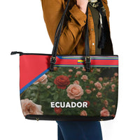Ecuador Leather Tote Bag with Rose Garden and Floral Texture Design - Wonder Print Shop