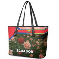Ecuador Leather Tote Bag with Rose Garden and Floral Texture Design - Wonder Print Shop