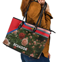 Ecuador Leather Tote Bag with Rose Garden and Floral Texture Design - Wonder Print Shop