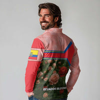 Ecuador Long Sleeve Polo Shirt with Rose Garden and Floral Texture Design - Wonder Print Shop