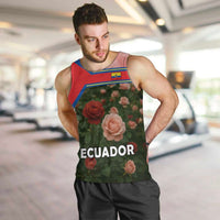 Ecuador Men Tank Top with Rose Garden and Floral Texture Design - Wonder Print Shop