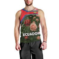 Ecuador Men Tank Top with Rose Garden and Floral Texture Design - Wonder Print Shop