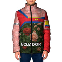 Ecuador Padded Jacket with Rose Garden and Floral Texture Design - Wonder Print Shop