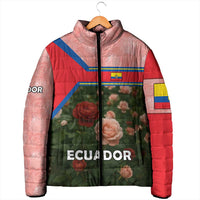Ecuador Padded Jacket with Rose Garden and Floral Texture Design - Wonder Print Shop