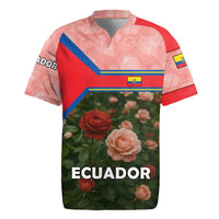 Ecuador Rugby Jersey with Rose Garden and Floral Texture Design - Wonder Print Shop