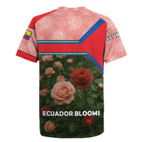 Ecuador Rugby Jersey with Rose Garden and Floral Texture Design - Wonder Print Shop