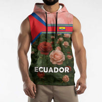 Ecuador Sleeveless Hoodie with Rose Garden and Floral Texture Design - Wonder Print Shop