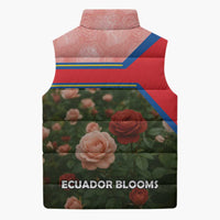 Ecuador Sleeveless Puffer Jacket with Rose Garden and Floral Texture Design - Wonder Print Shop