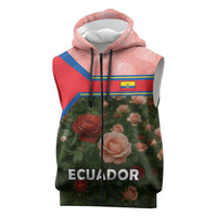 Ecuador Sleeveless Zip Hoodie with Rose Garden and Floral Texture Design - Wonder Print Shop