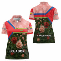 Ecuador Women Polo Shirt with Rose Garden and Floral Texture Design - Wonder Print Shop