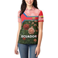 Ecuador Women Polo Shirt with Rose Garden and Floral Texture Design - Wonder Print Shop