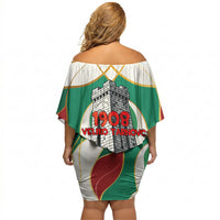Bulgaria Independence Day 1908 Off Shoulder Short Dress Veliko Tarnovo Monument National Flag Patriot
