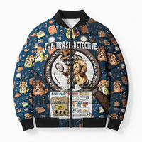 Jimothy The Raccoon The Trash Detective Bomber Puffer Jacket Funny Noir Sleuth Missing Snacks Crime Mystery