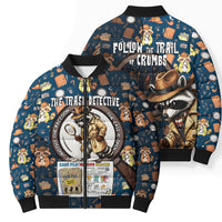 Jimothy The Raccoon The Trash Detective Bomber Puffer Jacket Funny Noir Sleuth Missing Snacks Crime Mystery