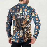 Jimothy The Raccoon The Trash Detective Button Sweatshirt Funny Noir Sleuth Missing Snacks Crime Mystery
