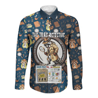 Jimothy The Raccoon The Trash Detective Long Sleeve Button Shirt Funny Noir Sleuth Missing Snacks Crime Mystery