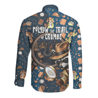 Jimothy The Raccoon The Trash Detective Long Sleeve Button Shirt Funny Noir Sleuth Missing Snacks Crime Mystery