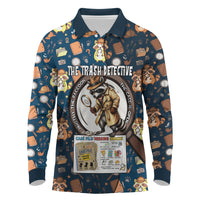 Jimothy The Raccoon The Trash Detective Long Sleeve Polo Shirt Funny Noir Sleuth Missing Snacks Crime Mystery