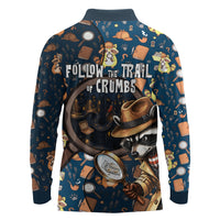 Jimothy The Raccoon The Trash Detective Long Sleeve Polo Shirt Funny Noir Sleuth Missing Snacks Crime Mystery