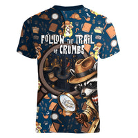Jimothy The Raccoon The Trash Detective Women V-Neck T-Shirt Funny Noir Sleuth Missing Snacks Crime Mystery