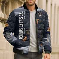 Ninja Raccoon Quasimodo Pizza Heist Bomber Puffer Jacket Night Stealth Scene Detailed Pizza Slices